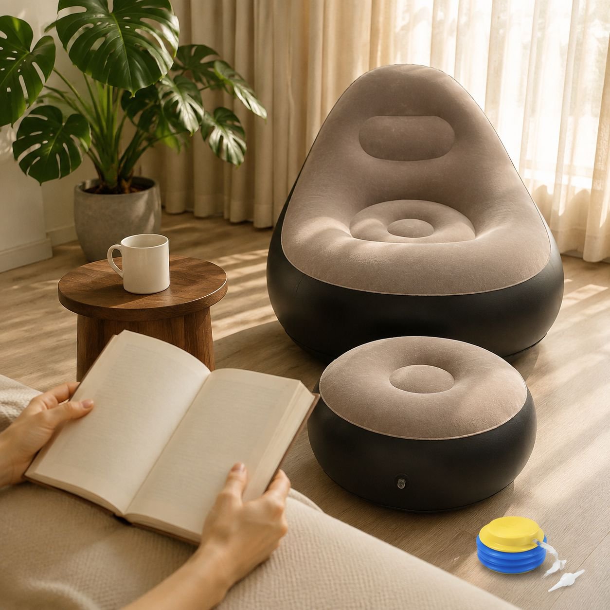Durable thickened outdoor inflatable chair for lounging