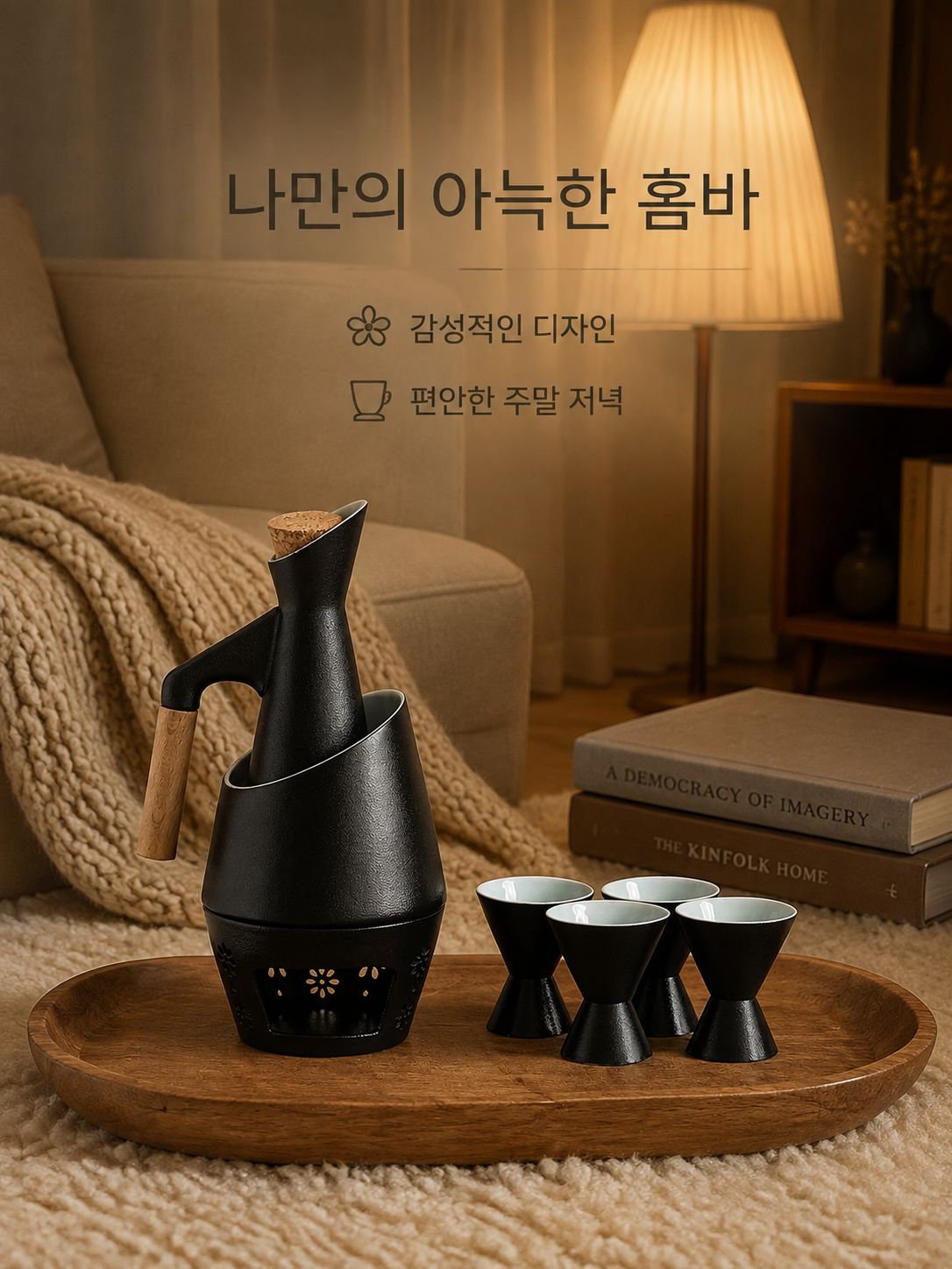 도자기 술잔과 술 데우는 기구 세트 황주 청주용