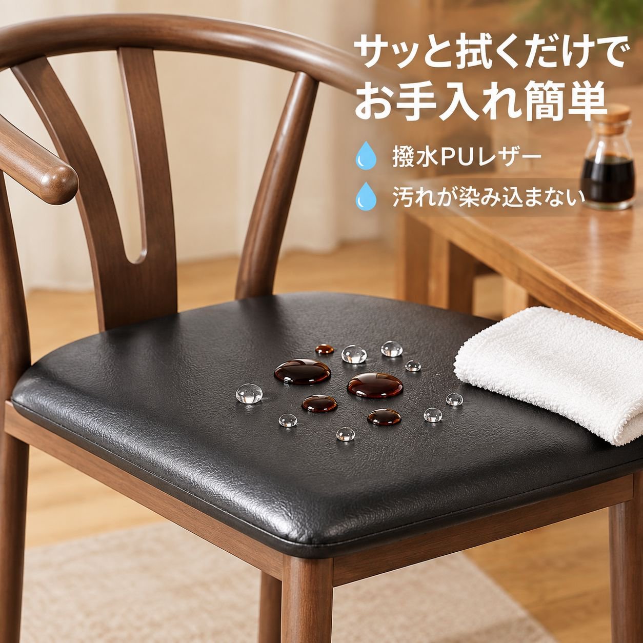 家庭用無垢材クッション付きダイニングチェア