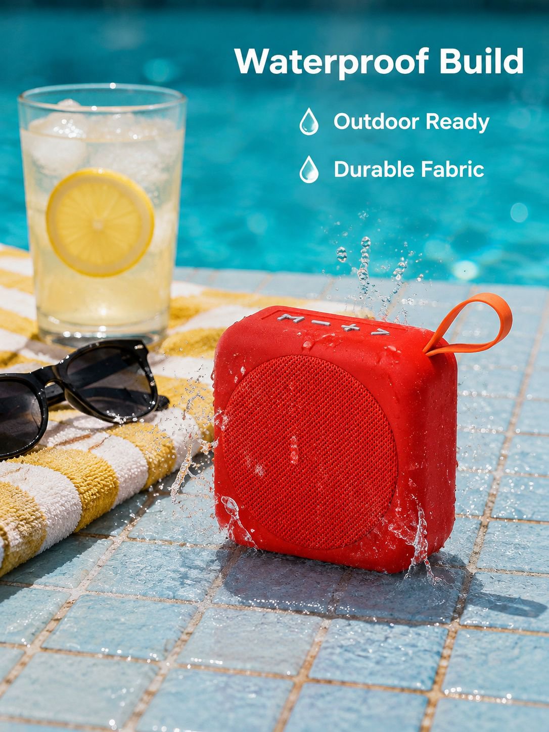 Portable Square Bluetooth Speaker, Outdoor Waterproof Mini Fabric Speaker with Handle