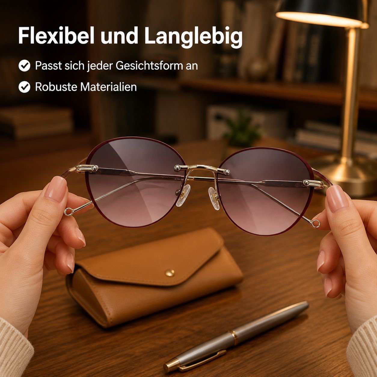 Rahmenlose Lesebrille für Damen mit Farbverlauf