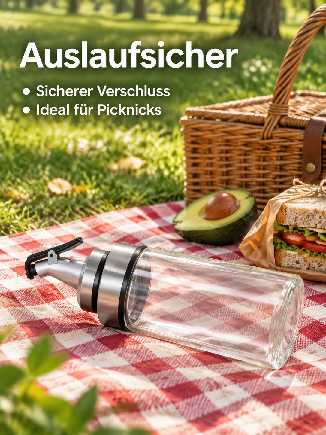 Multifunktionale Glasölflasche, Küchenbehälter für Sojasauce und Essig, Outdoor Ölbehälter