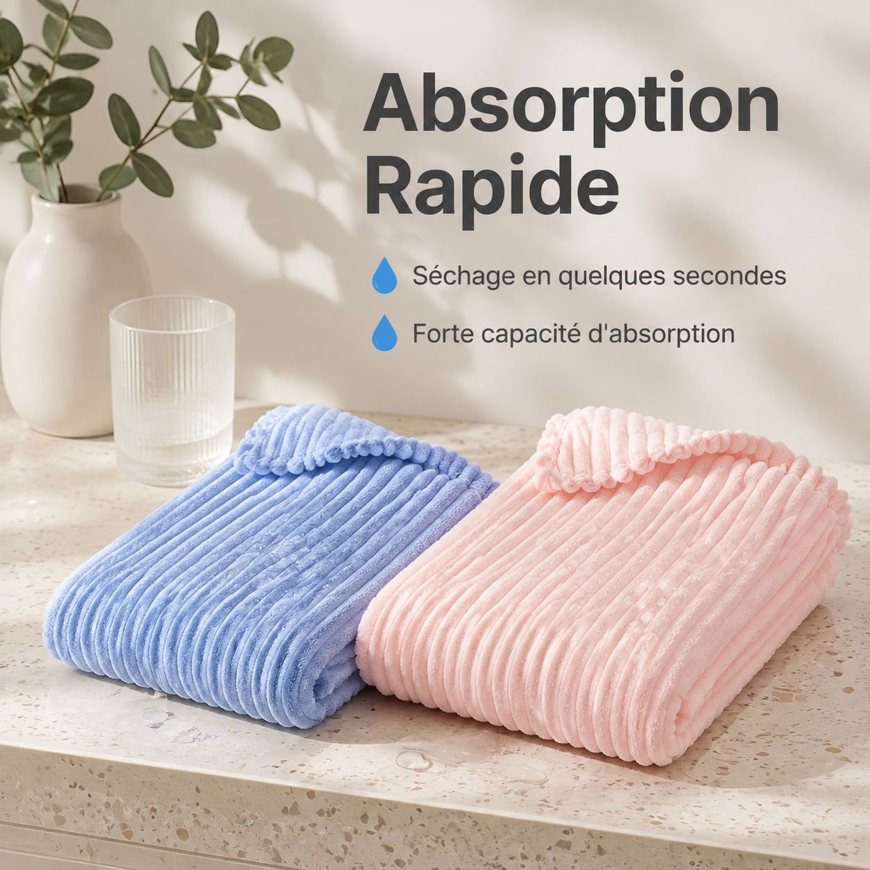 Serviette en microfibre corail à séchage rapide et absorbante