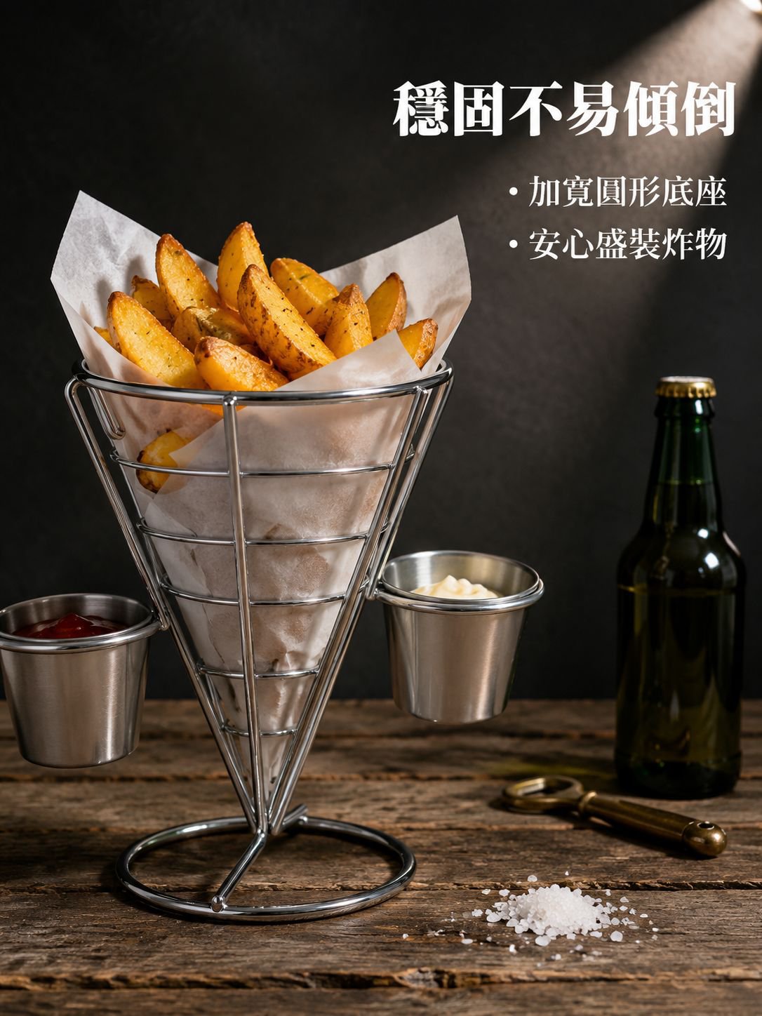 美式鐵製迷你圓錐薯條籃