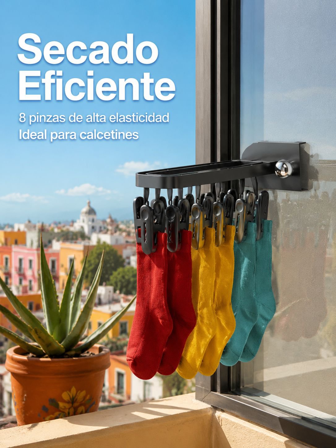 Tendedero de ventosa para ventana de balcón