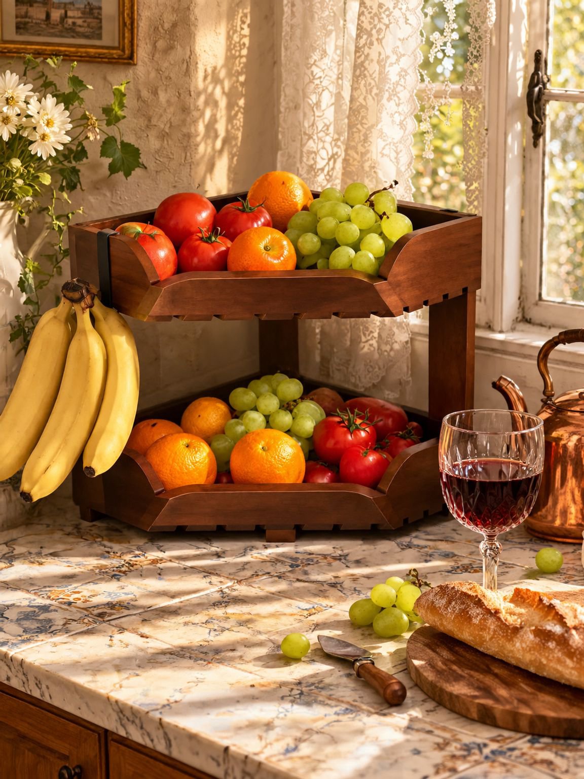 Étagère polyvalente pour l'organisation des aliments en cuisine