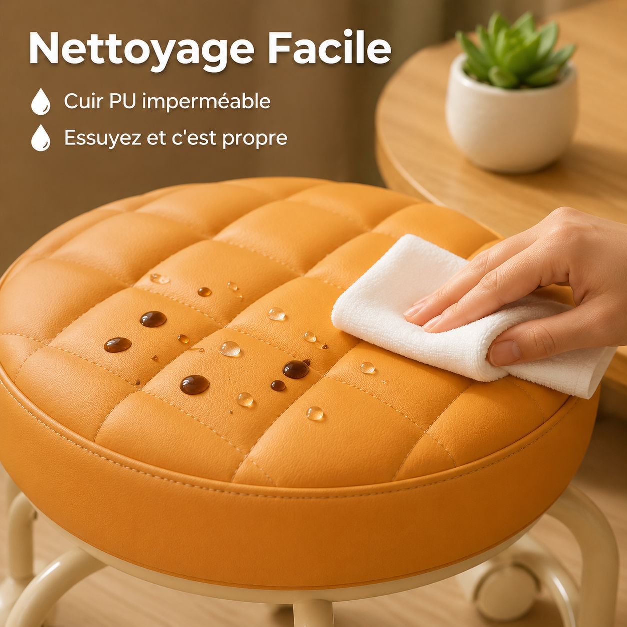 Tabouret de canapé portable avec roulettes pivotantes