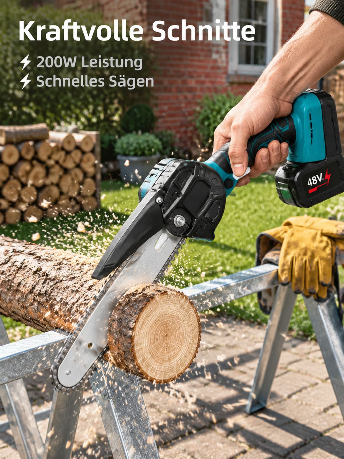 Akku-Handkettensäge für Holzbearbeitung