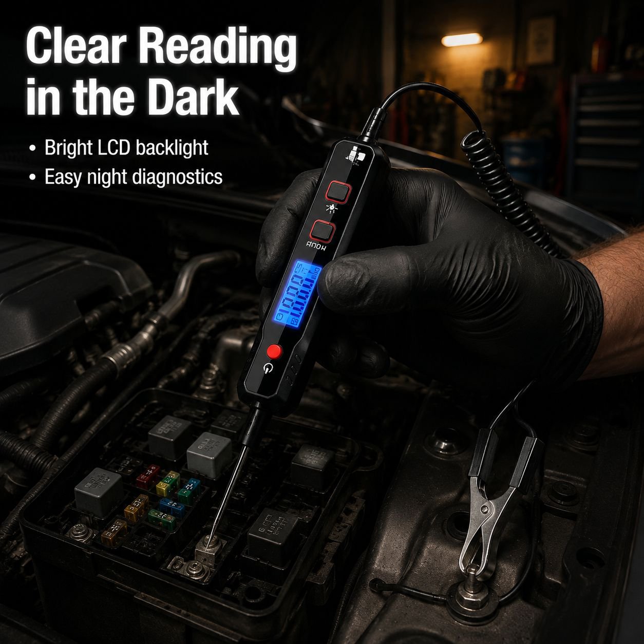 Car Voltage Tester with Backlight Display Fuse Fault Diagnostic Test Pen