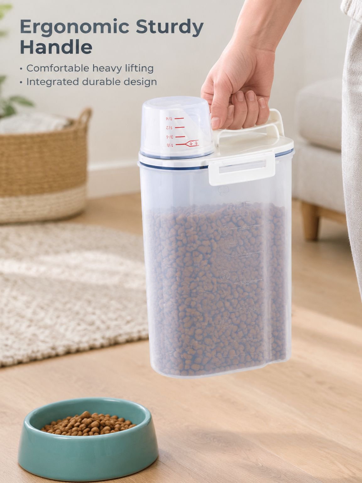 Cereal storage container with easy-access design
