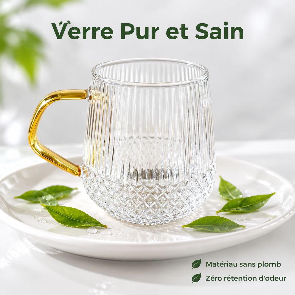 Tasse transparente en verre pour café et boissons chaudes