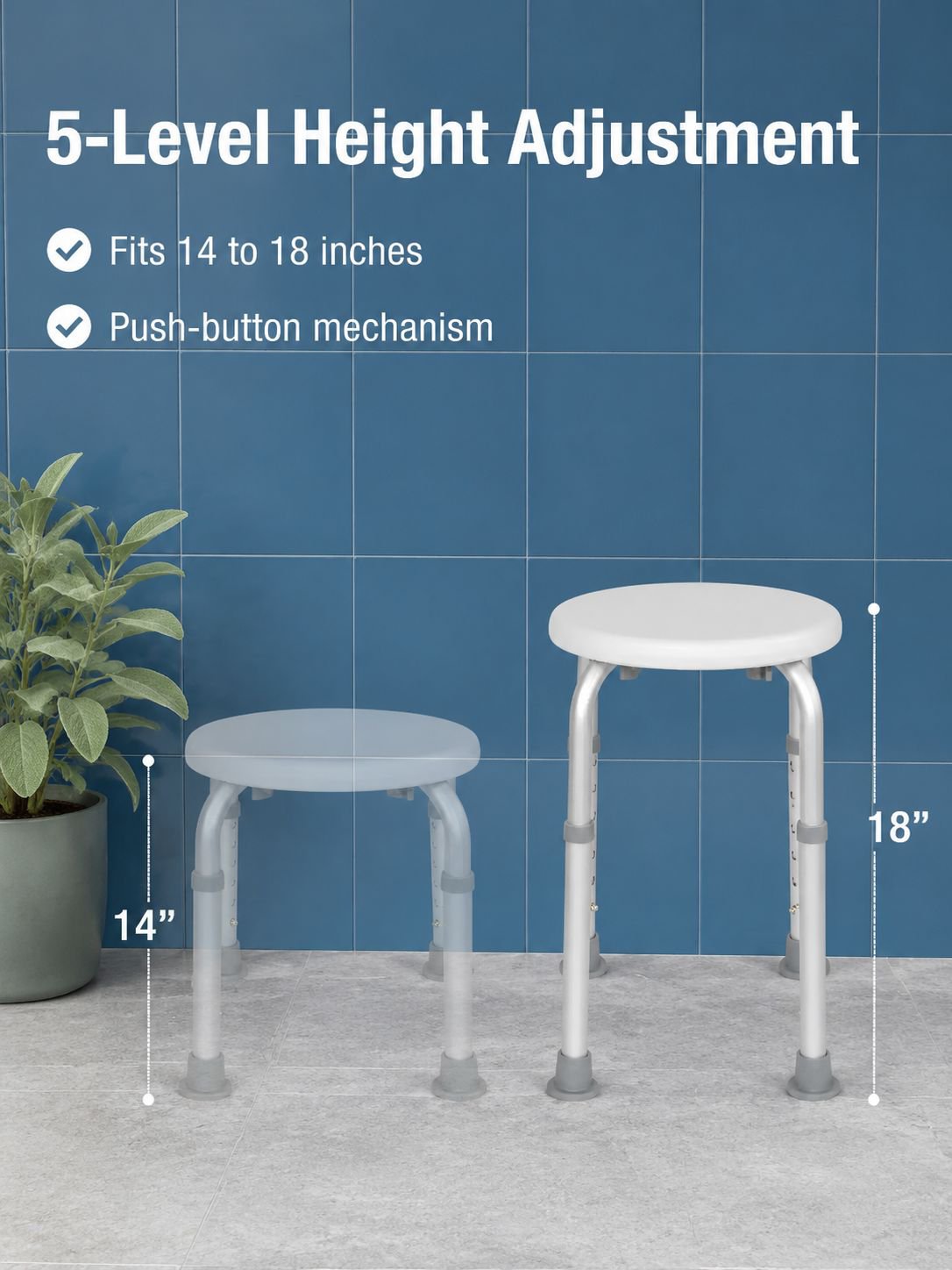 Elderly person using aluminum shower chair in shower