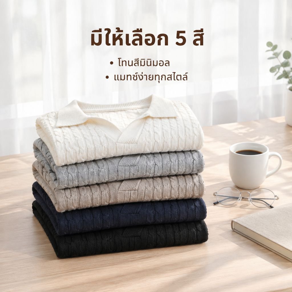 เสื้อกันหนาวผู้ชายคอปกถักลายแฟชั่นสำหรับฤดูใบไม้ร่วงและฤดูหนาว
