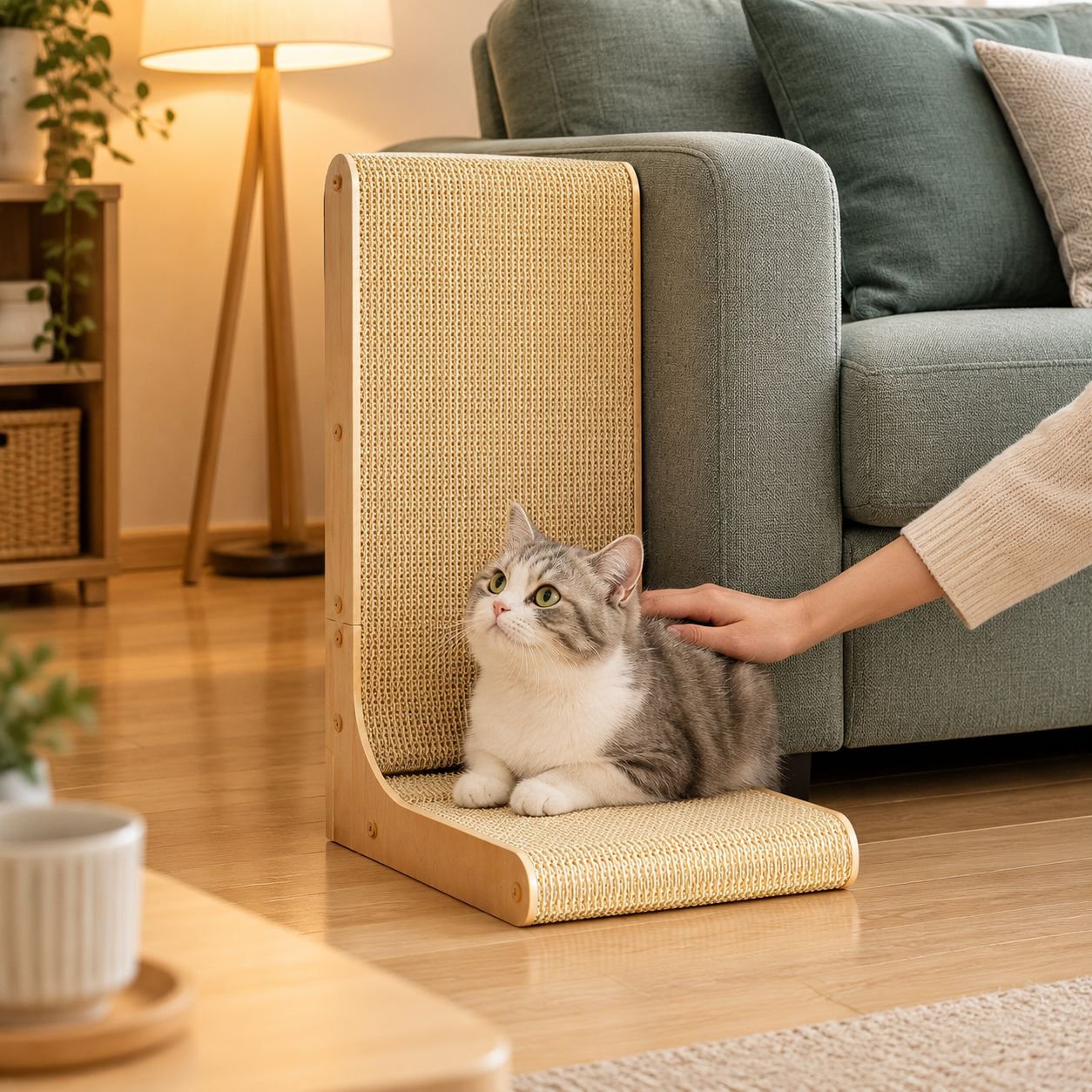 猫専用L字型スタンド爪とぎボード｜頑丈で使いやすい爪とぎ器