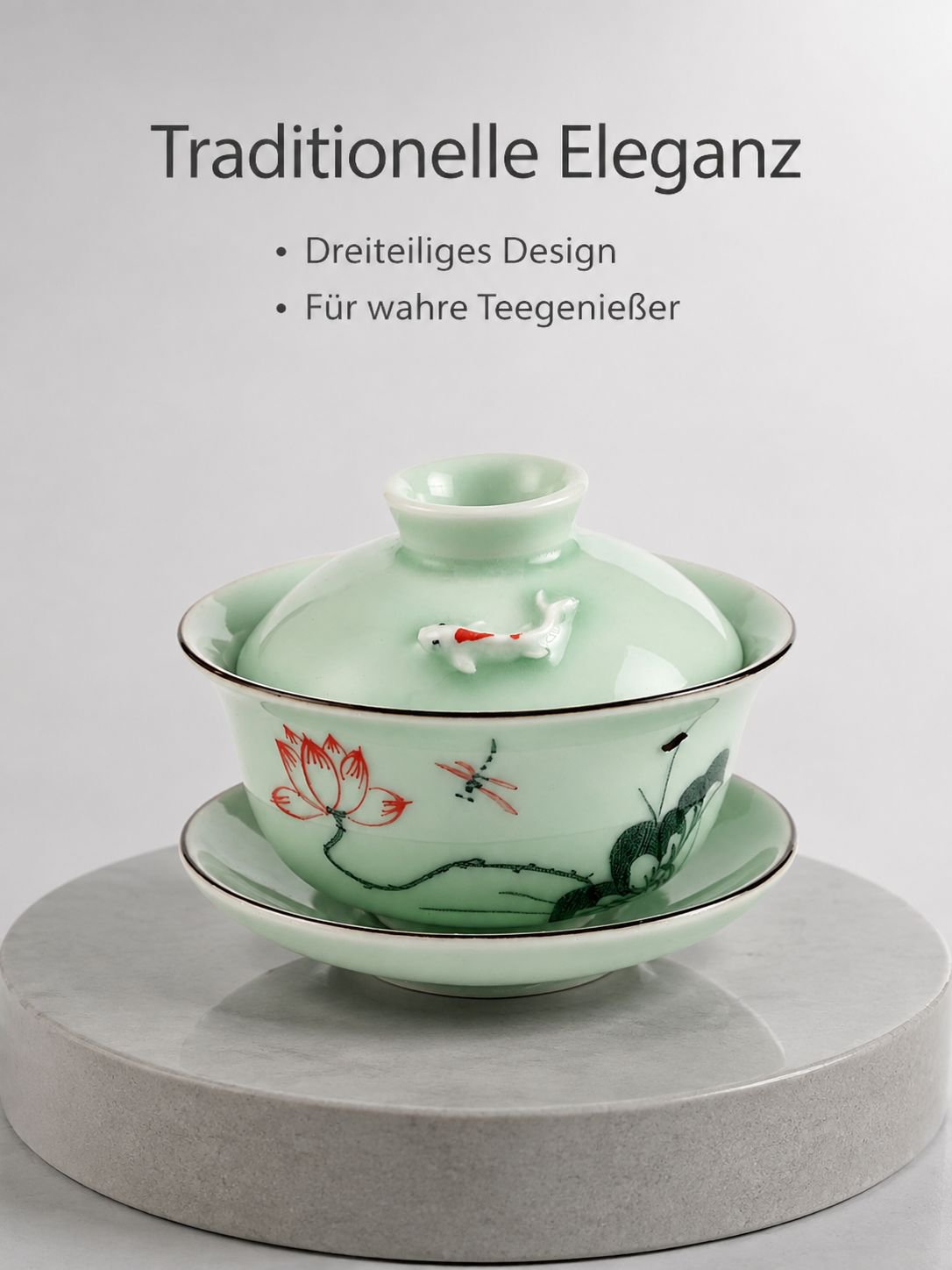 Celadon Teeschale mit Deckel, Keramiktasse