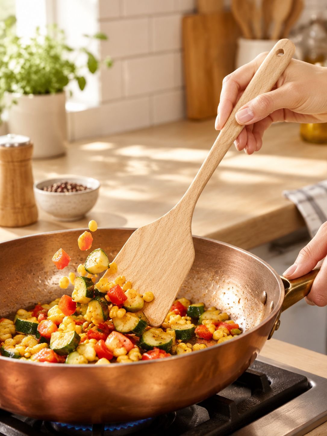 Espátula de haya ideal para cocinar