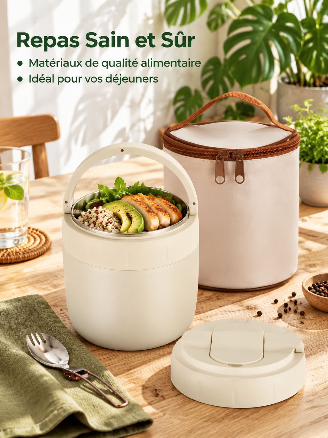 Boîte à déjeuner isotherme adaptée aux étudiants