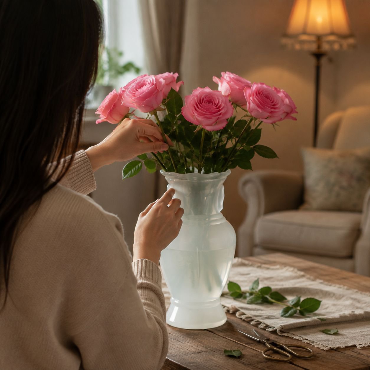 Clear art glass vase with unique design