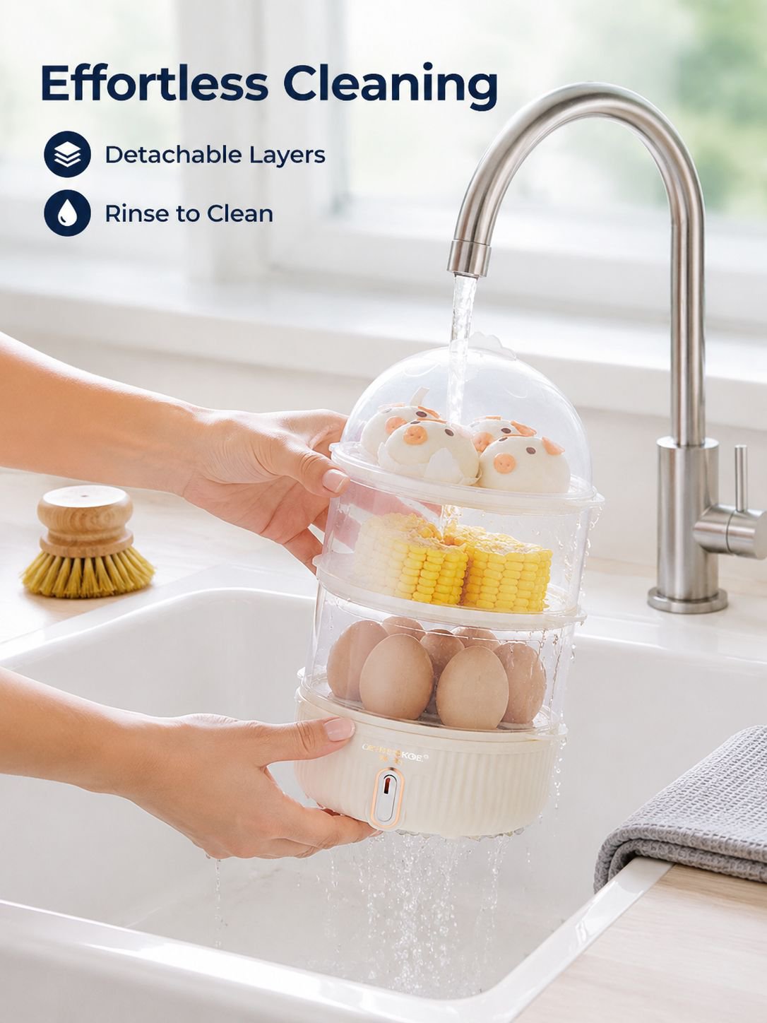 Three-layer Household Breakfast Steamer with Automatic Power-off