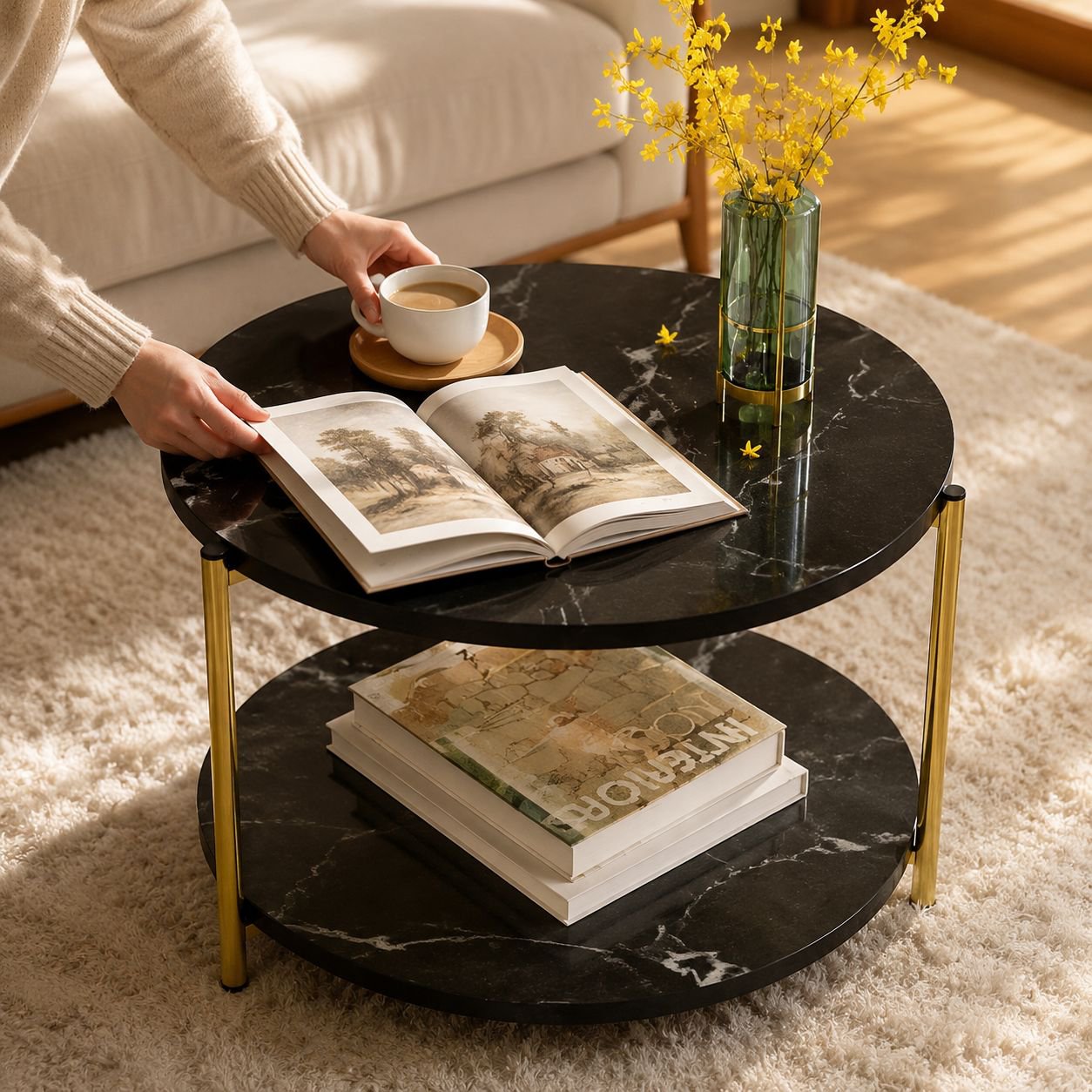 Sofa minimaliste et table basse pour salon