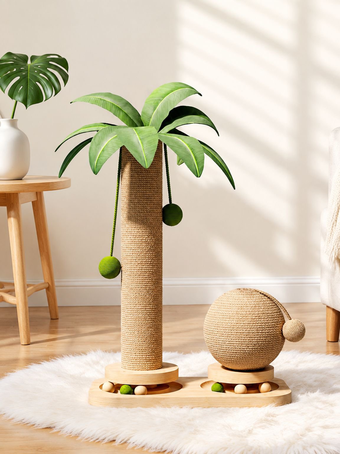 Árbol rascador para gatos con diseño de palmera