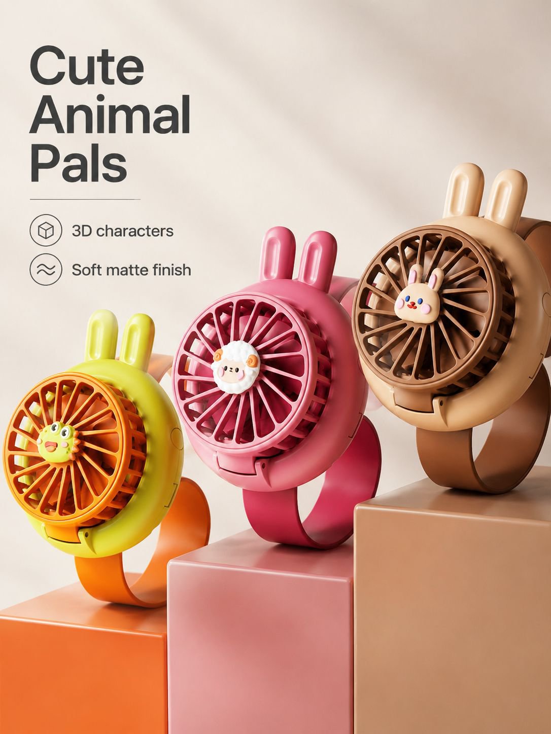 Cute Mini Fan with adjustable strap for outdoor use