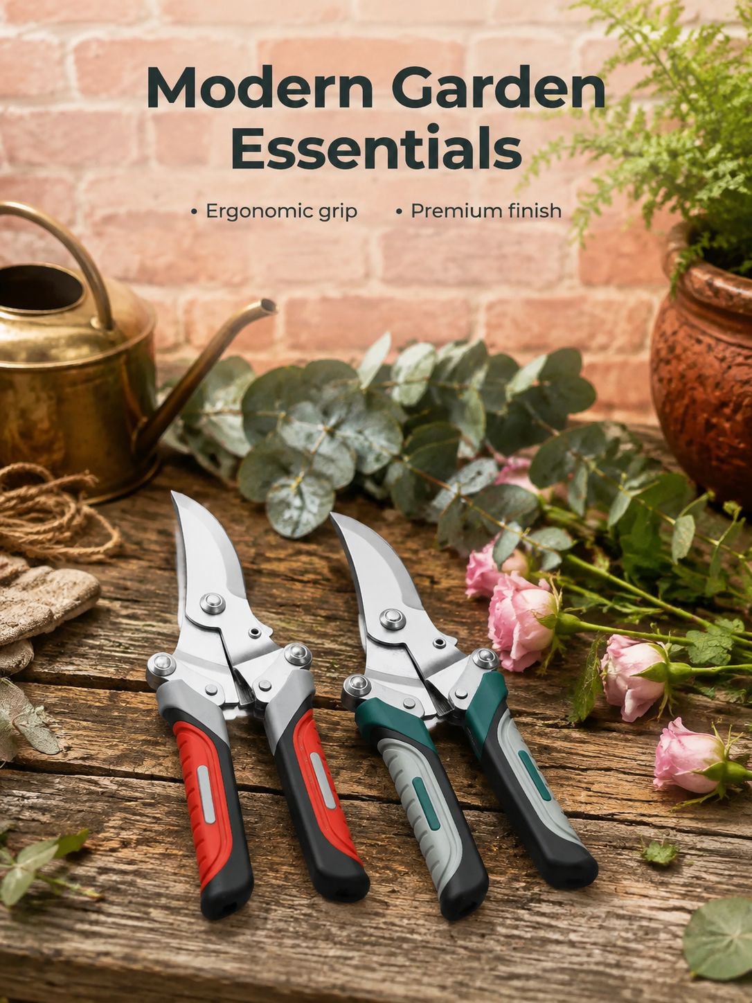 Outils de taille modernes et minimalistes pour arbres et arbustes