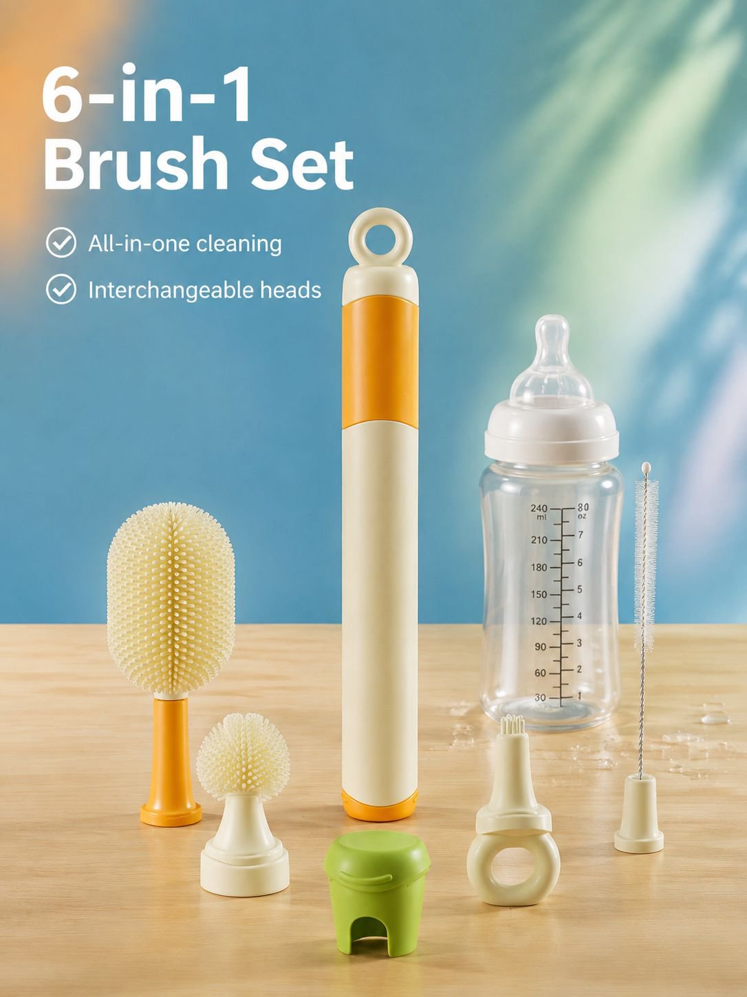 6-in-1 Long Handle Baby Bottle Brush