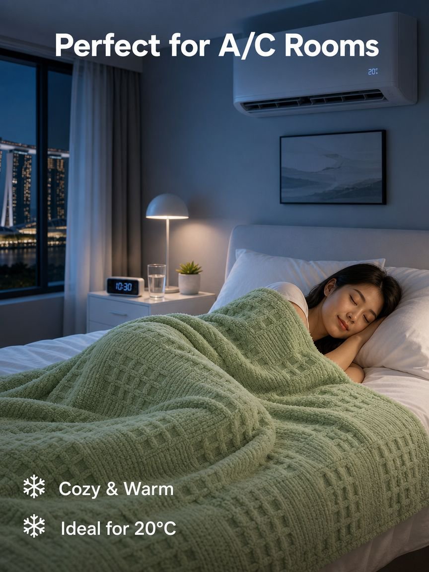 Thick and warm double-sided plush blanket with waffle pattern jacquard