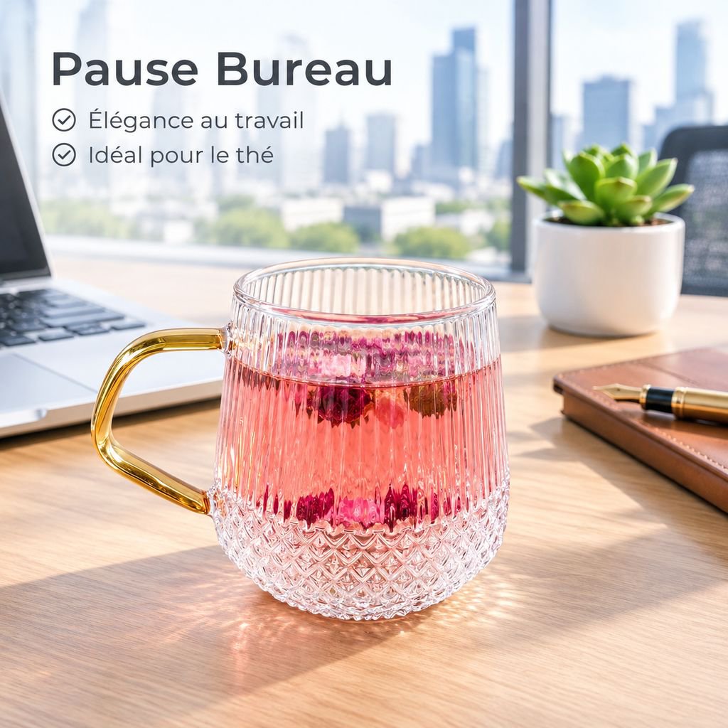 Design moderne de tasse en verre borosilicate rayé