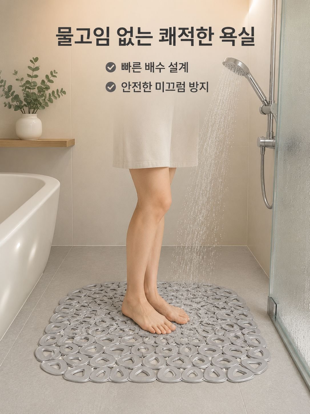욕실용 속이 빈 흡착식 미끄럼 방지 매트