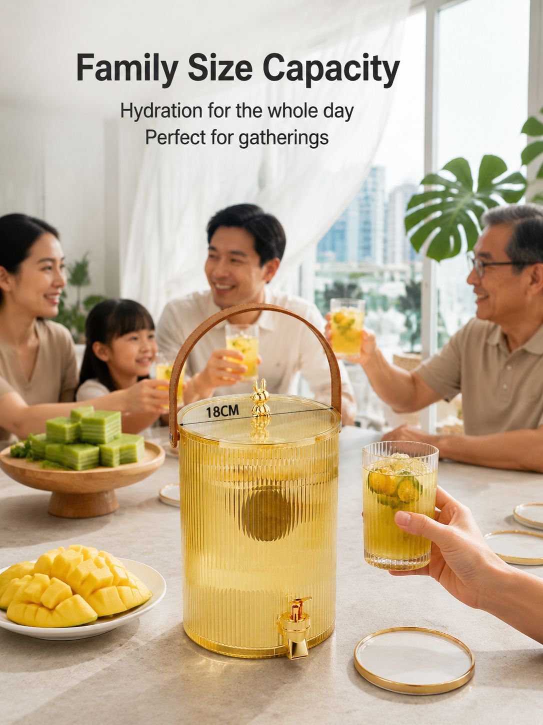 Large capacity cold water kettle with faucet, household beverage bucket