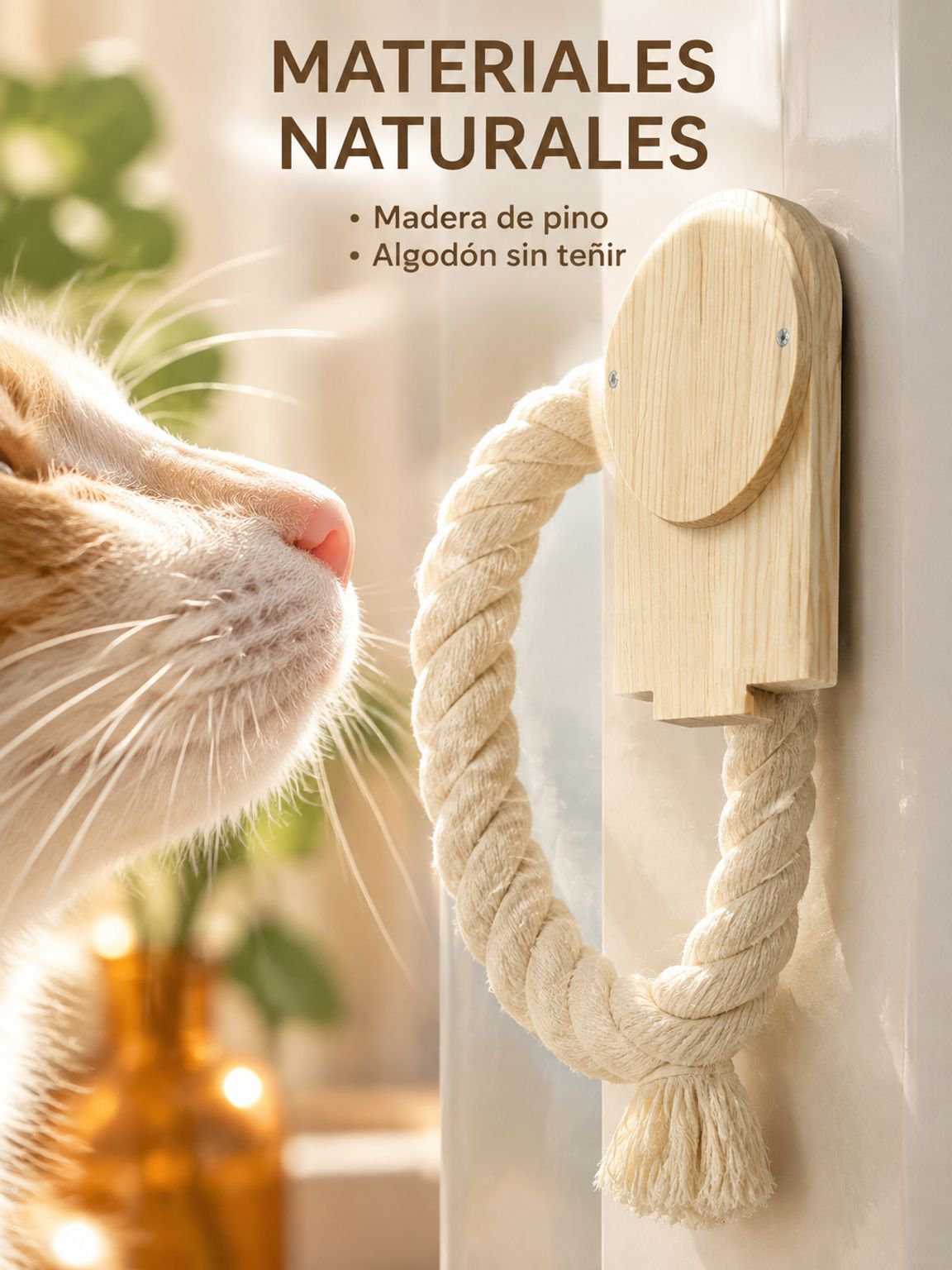 Rascador para gatos de montaje en pared con cuerda resistente