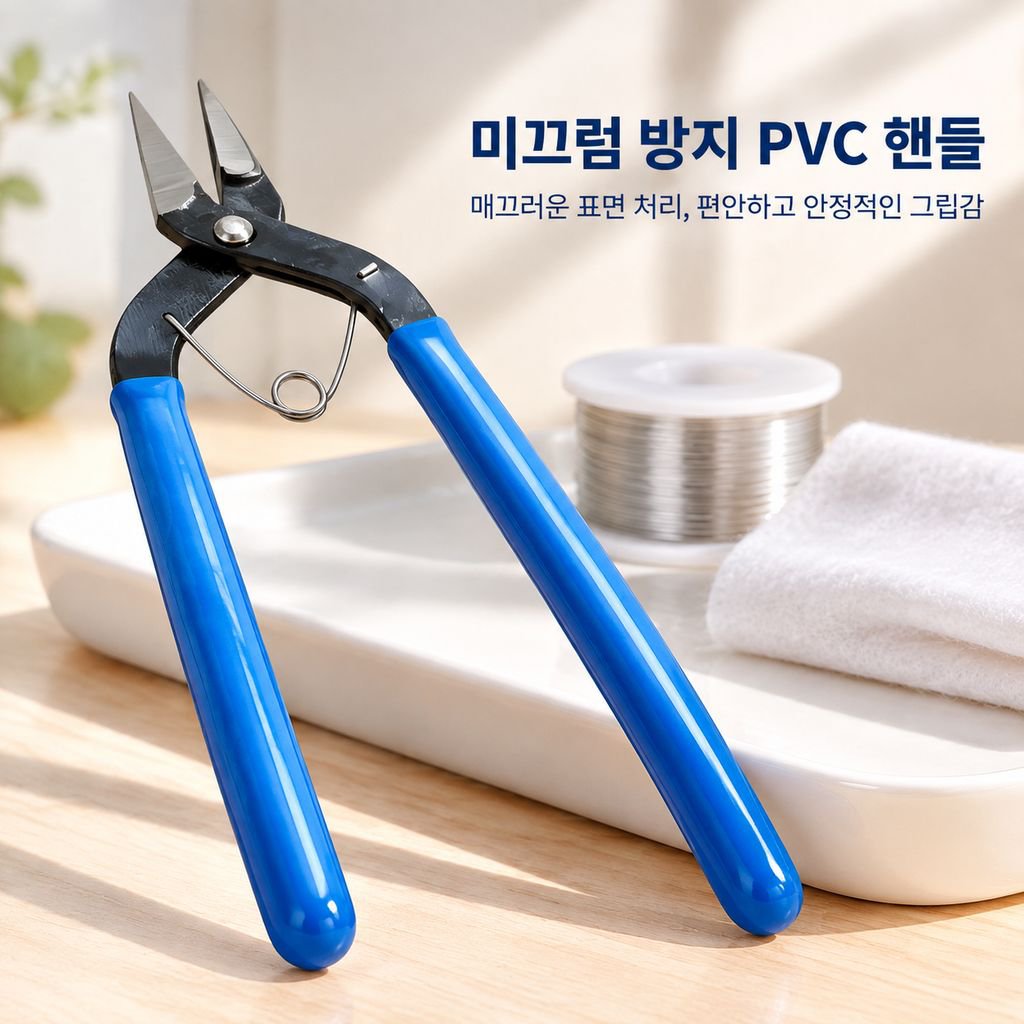 블루 핸들 탄소강 평집게 롱노즈 수공예 비즈 액세서리 공예 펜치