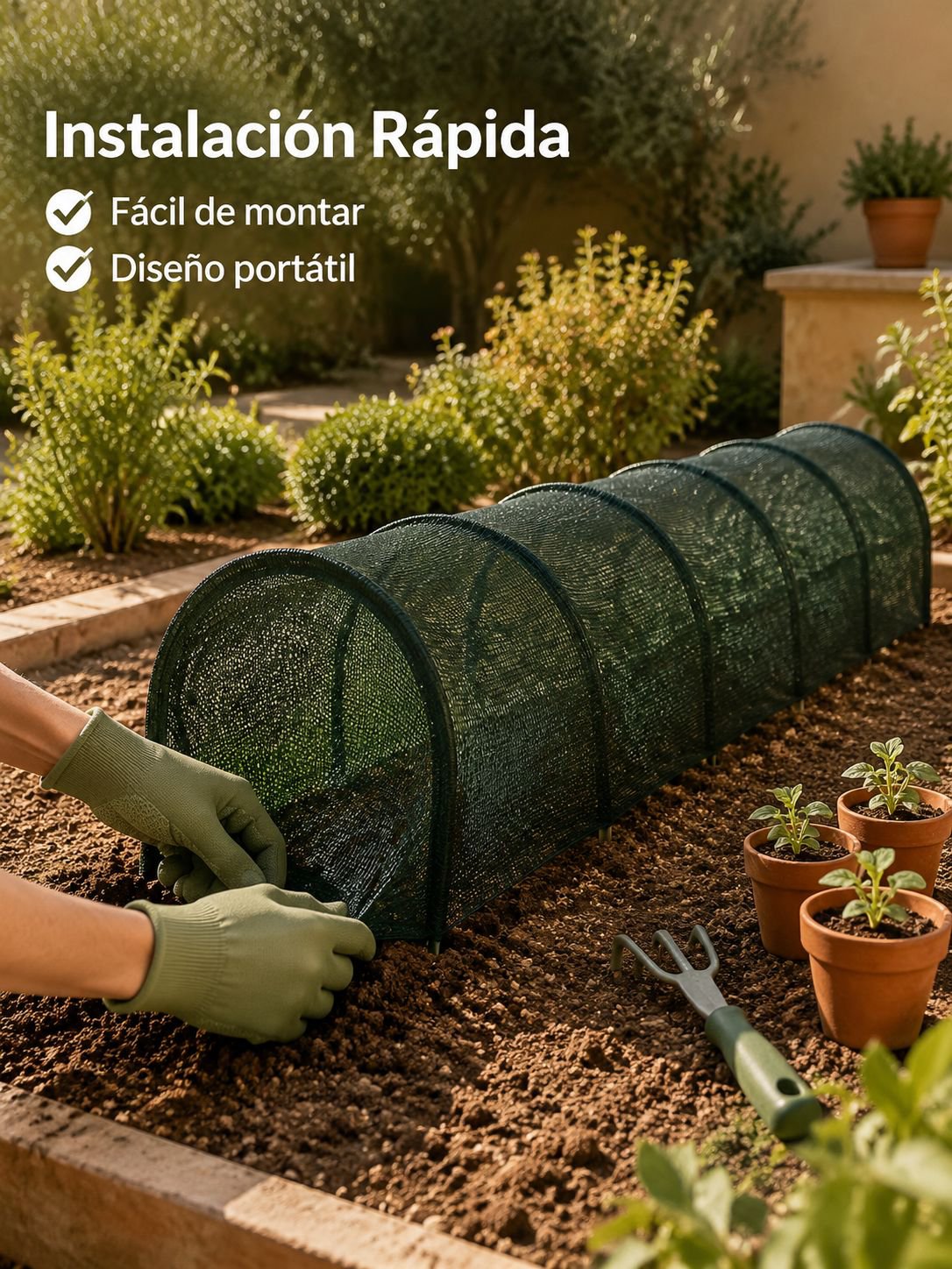 Túnel portátil de invernadero con red de sombra, cubierta protectora para huerto de verduras