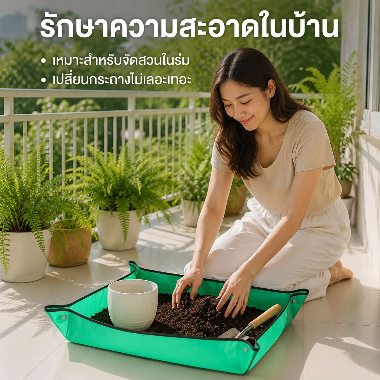 แผ่นรองปลูกต้นไม้, แผ่นรองดิน, อุปกรณ์สำหรับพืชอวบน้ำ, การเปลี่ยนกระถางต้นไม้, การผสมดิน