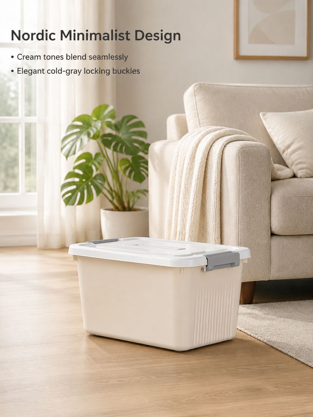 Large capacity plastic storage box with lid and wheels
