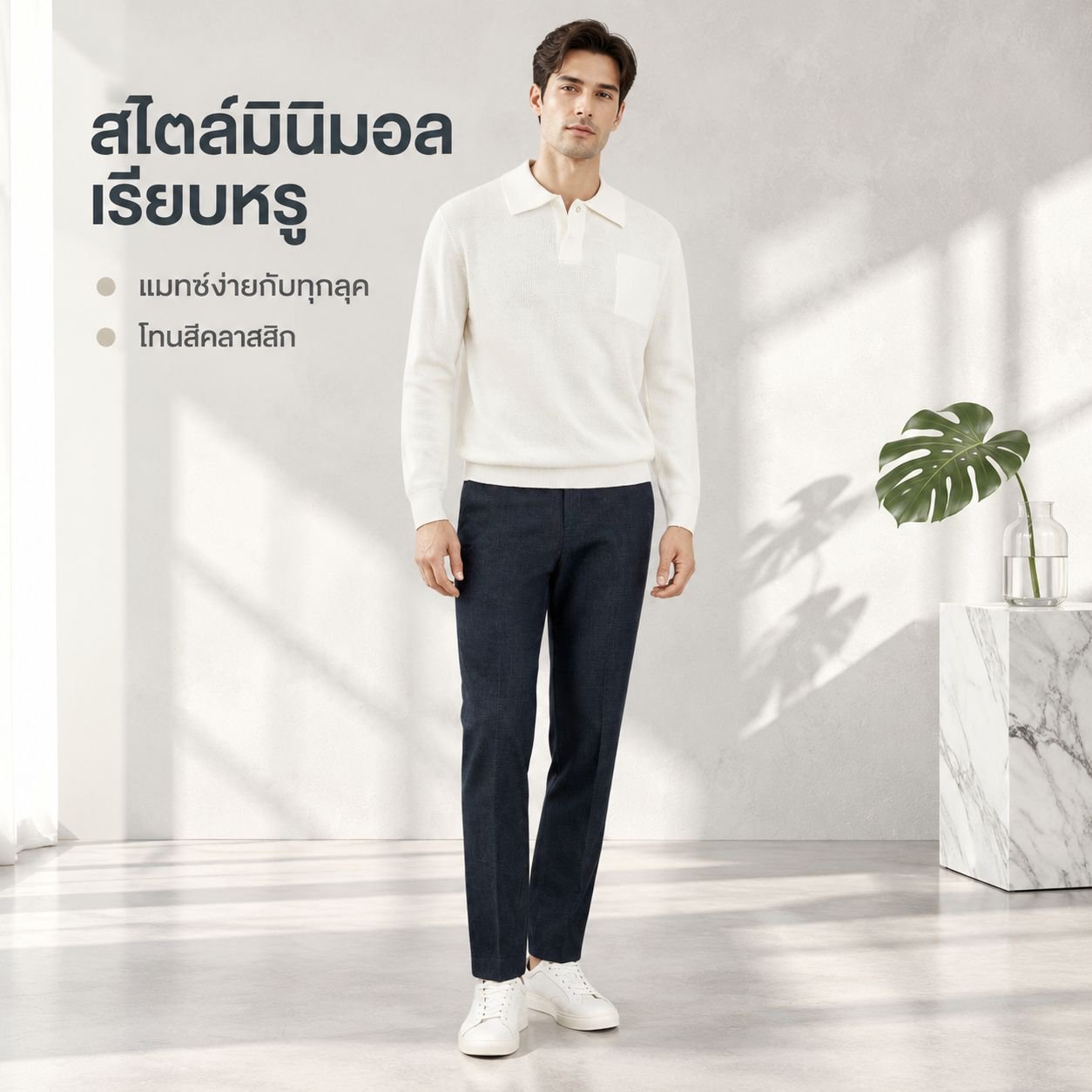 เสื้อกันหนาวคอปกแฟชั่นสำหรับผู้ชาย ฤดูใบไม้ร่วงและฤดูหนาว