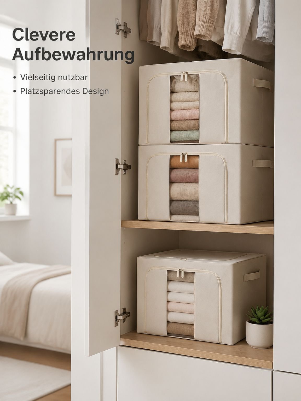 Aufbewahrungsbox mit Stahlrahmen, aus Baumwolle und Leinen, feuchtigkeitsbeständig.