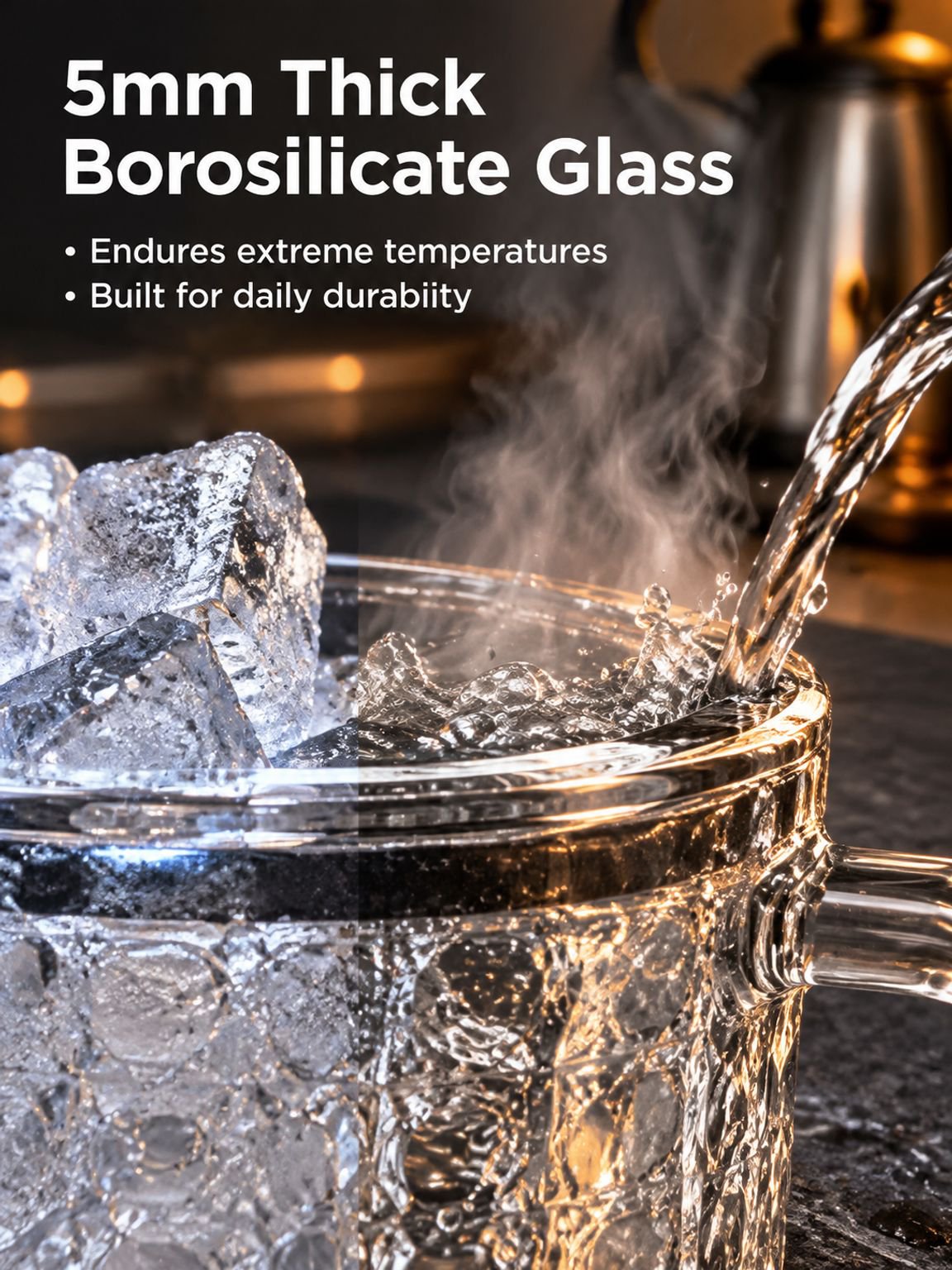 Top-down view of the Large Glass Cup with removable straw