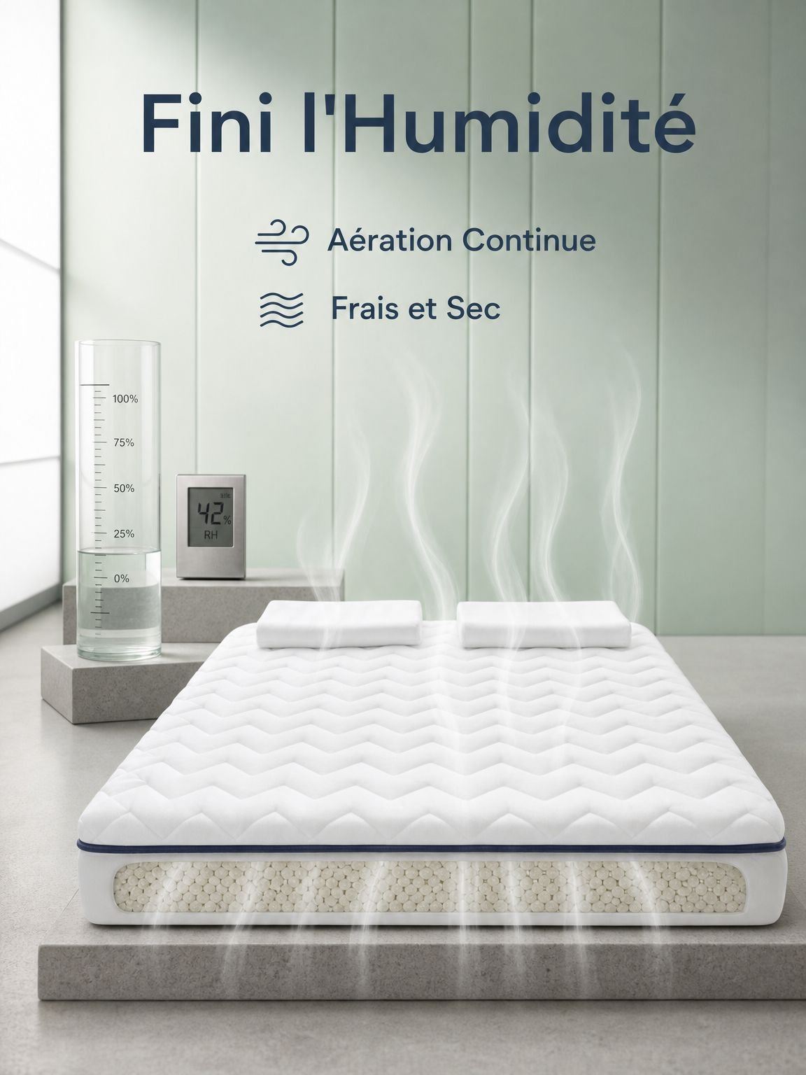 Détail du tissu doux et des finitions de couture du matelas tatami japonais