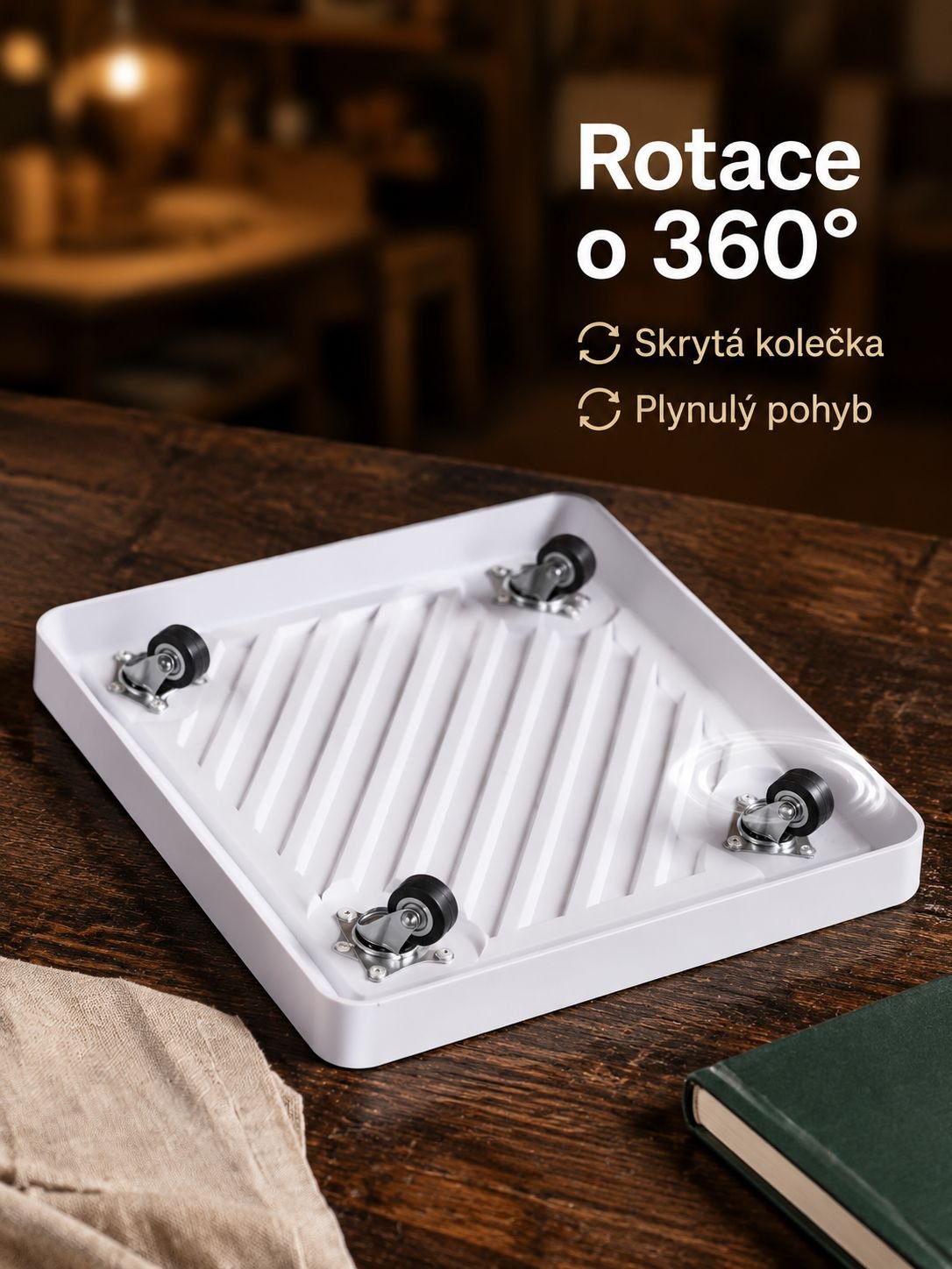 Čtvercová luxusní prodyšná úložná krabice se skrytými otočnými kolečky