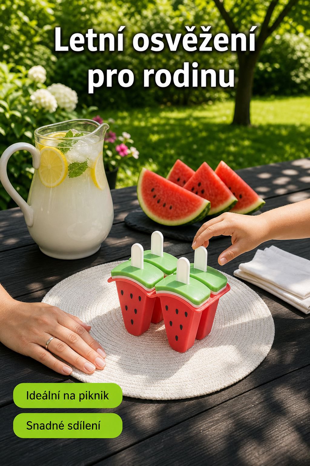 Čtyřdílná forma na nanuky s víkem, domácí použití