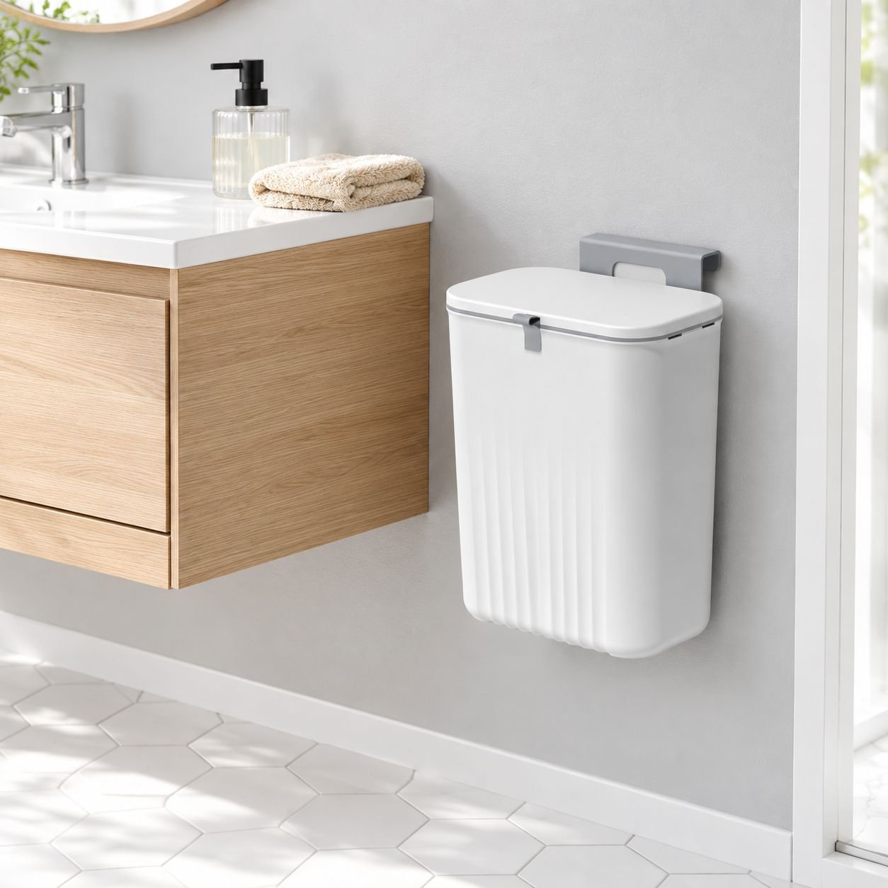 Wall-mounted Sliding Lid Waste Bin