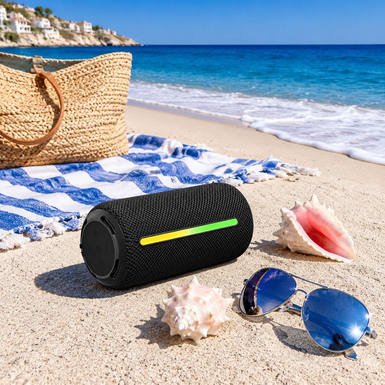 Nuevo altavoz Bluetooth 2025 con alta potencia, portátil, resistente al agua para exteriores y sonid