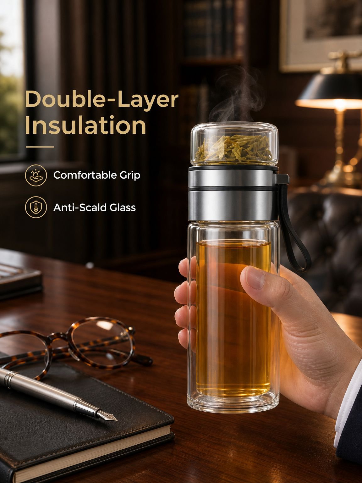 Double-layer Filter Glass Teacup