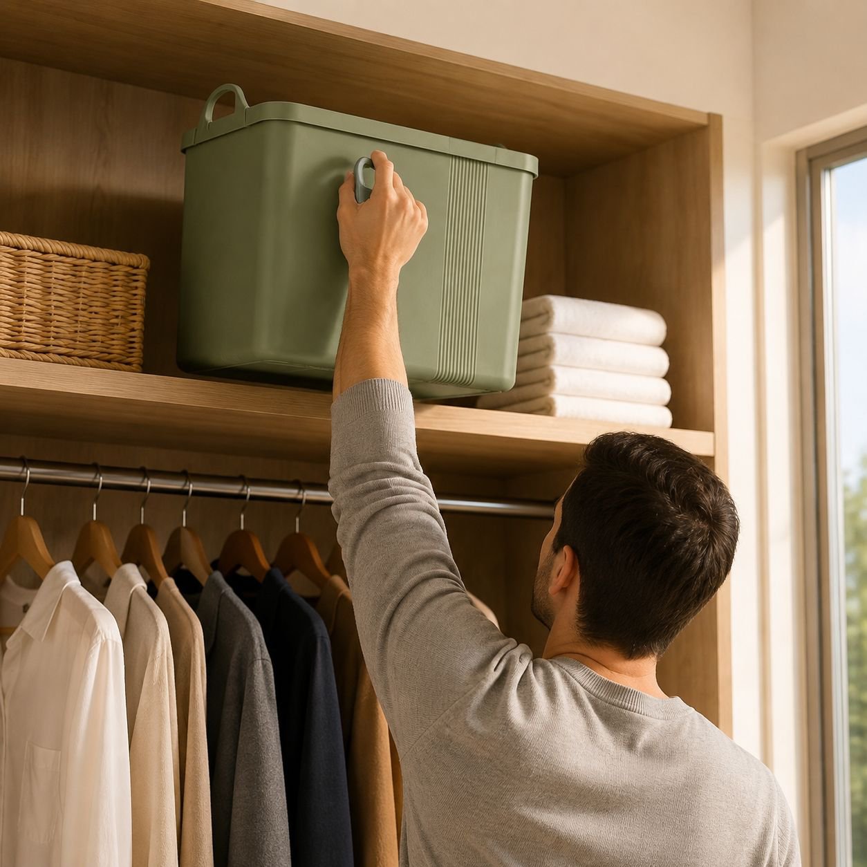 Easy-to-carry storage bin with handles