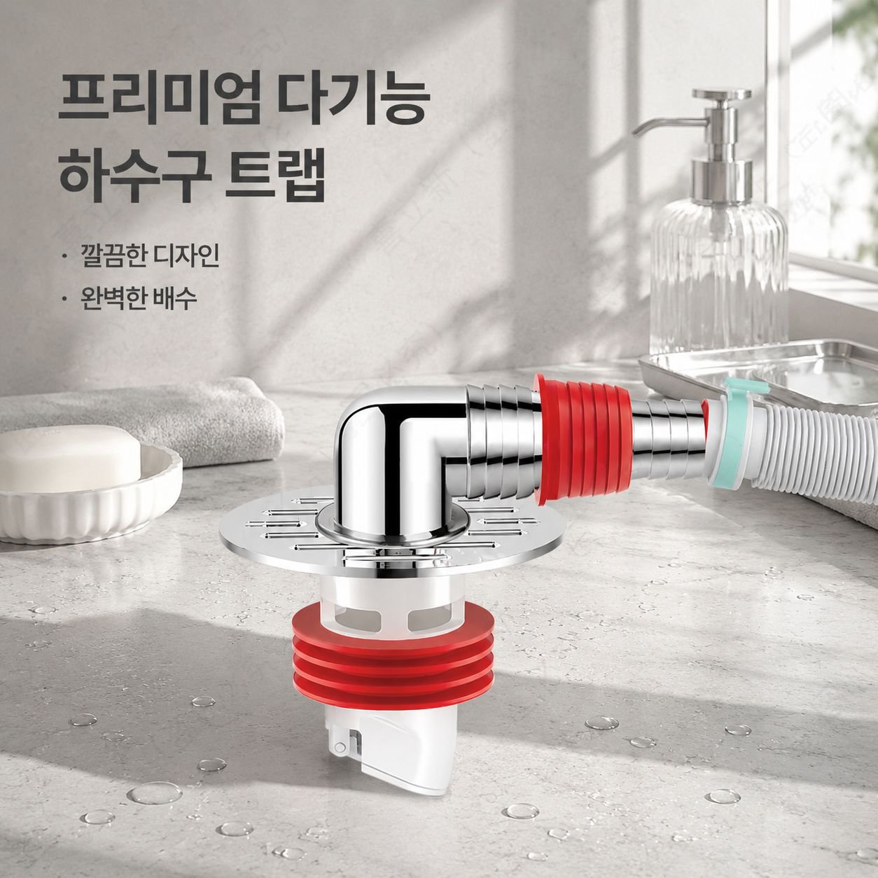 [냄새 방지 및 넘침 방지] 다용도 파이프 연결식 바닥 배수구