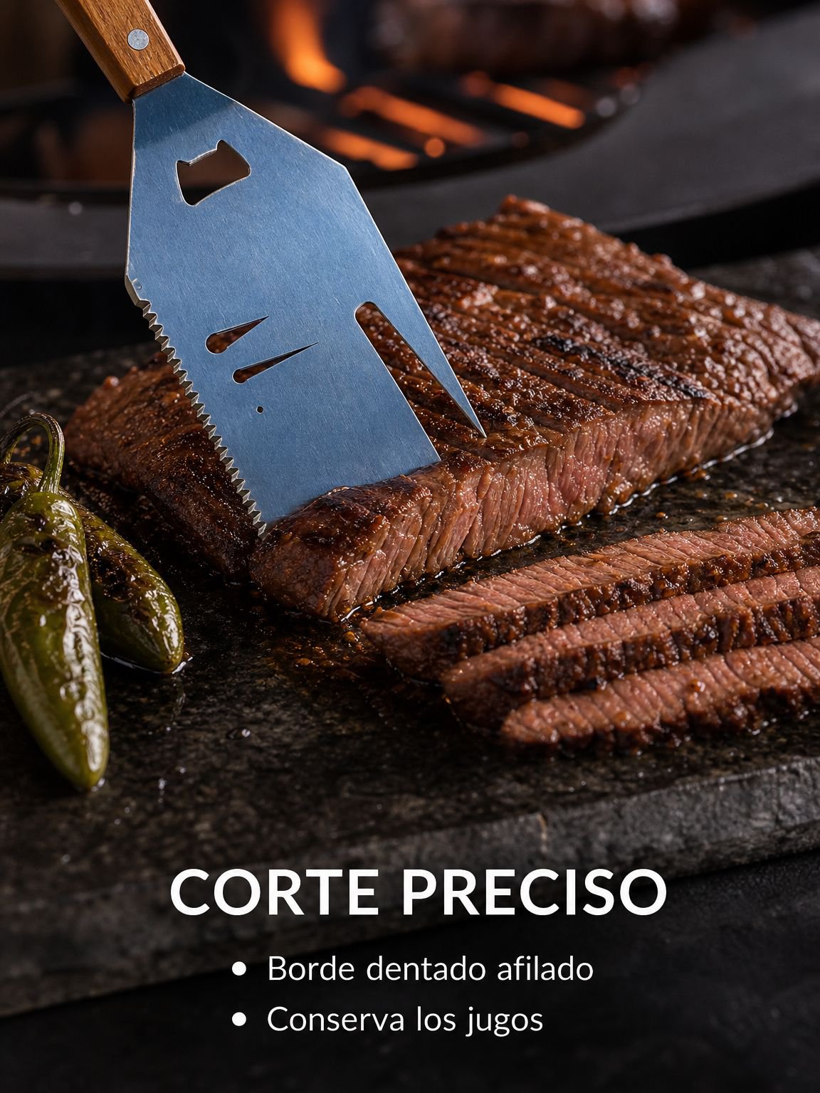 Espátula multifuncional para barbacoa