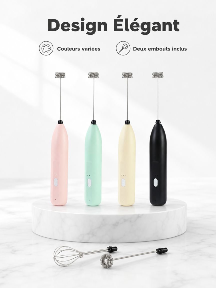 Batteur électrique rechargeable sans fil mousseur à lait multifonction pour usage domestique